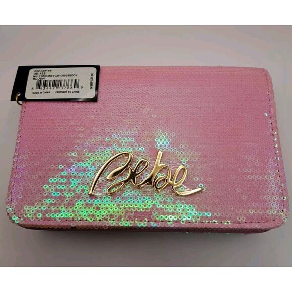 bebe Handbags - Bebe Milly Sequins Flap‎ Crossbody Blush